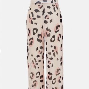 Nude Leopard Print Mesh Beach Cover Up Pants